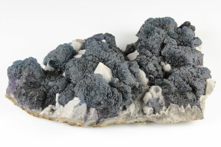 Dark Blue Fluorite on Milky White Quartz - Inner Mongolia #195199